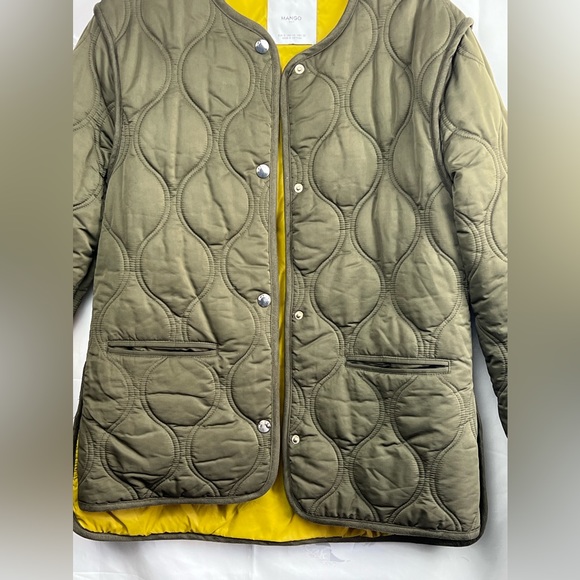 Mango olive green quilted jacket, size small - Picture 6 of 15